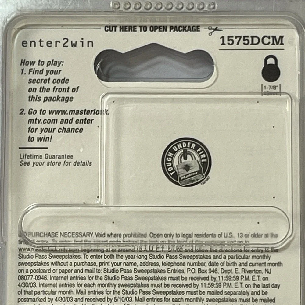 MTV Studio Combination Master Lock Limited Release 1575DCM Vintage 2001 NOS Purp
